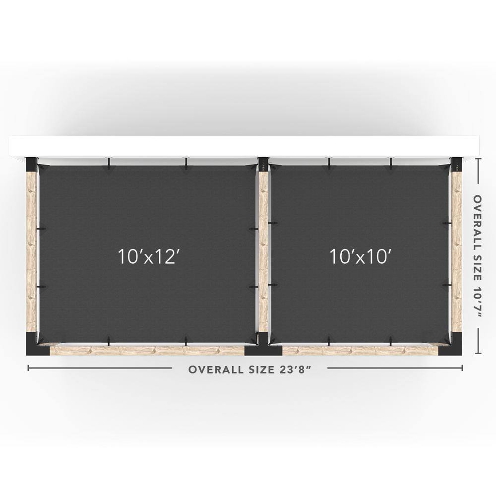 TOJA GRID 10 ft. L x 22 ft. W Double Wall Mount Pergola Kit with 2 Crimson Shade Sails, 6x6 Wood