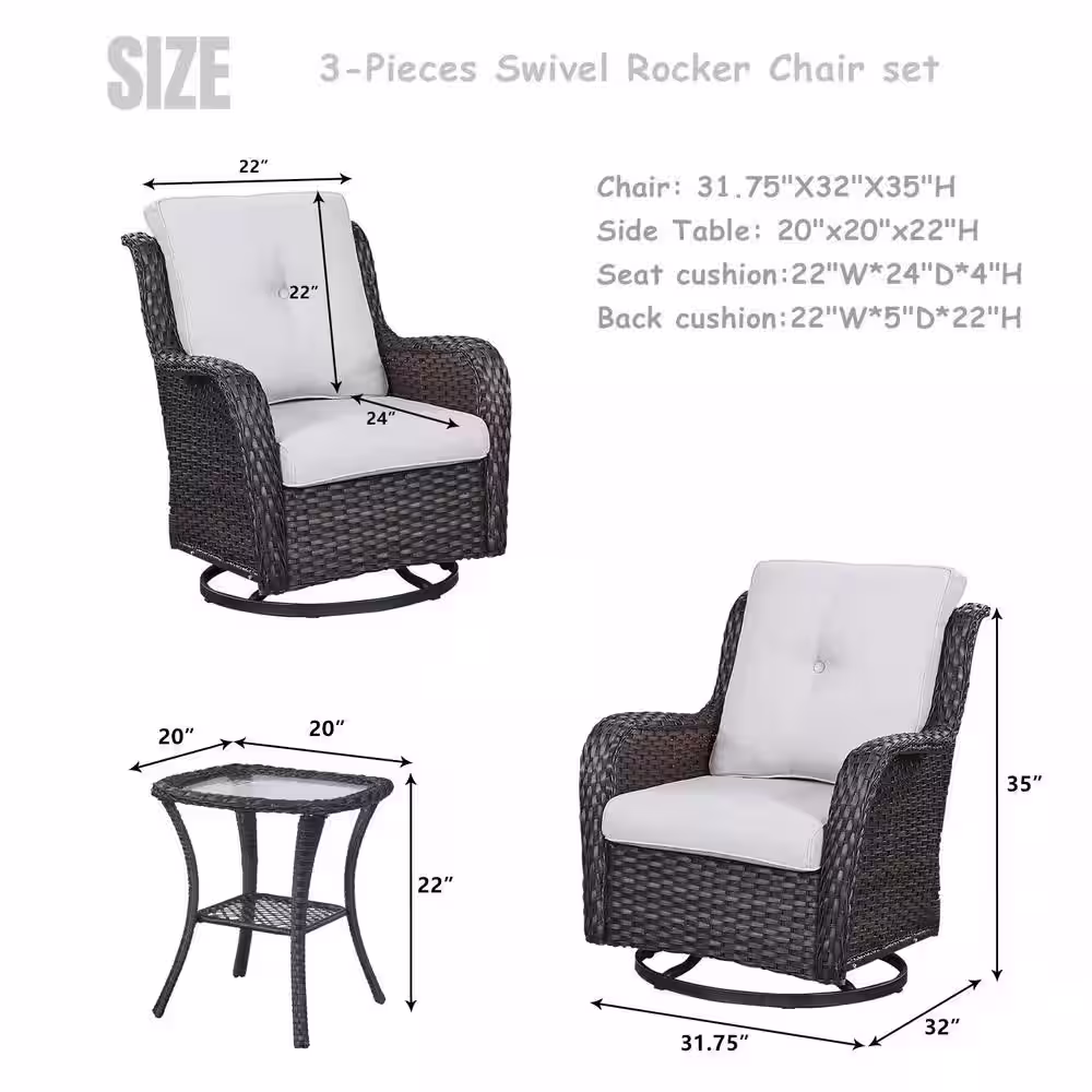 Gymojoy Carolina Brown Wicker Patio Conversation Deep Seating Set with Olefin Beige Cushions