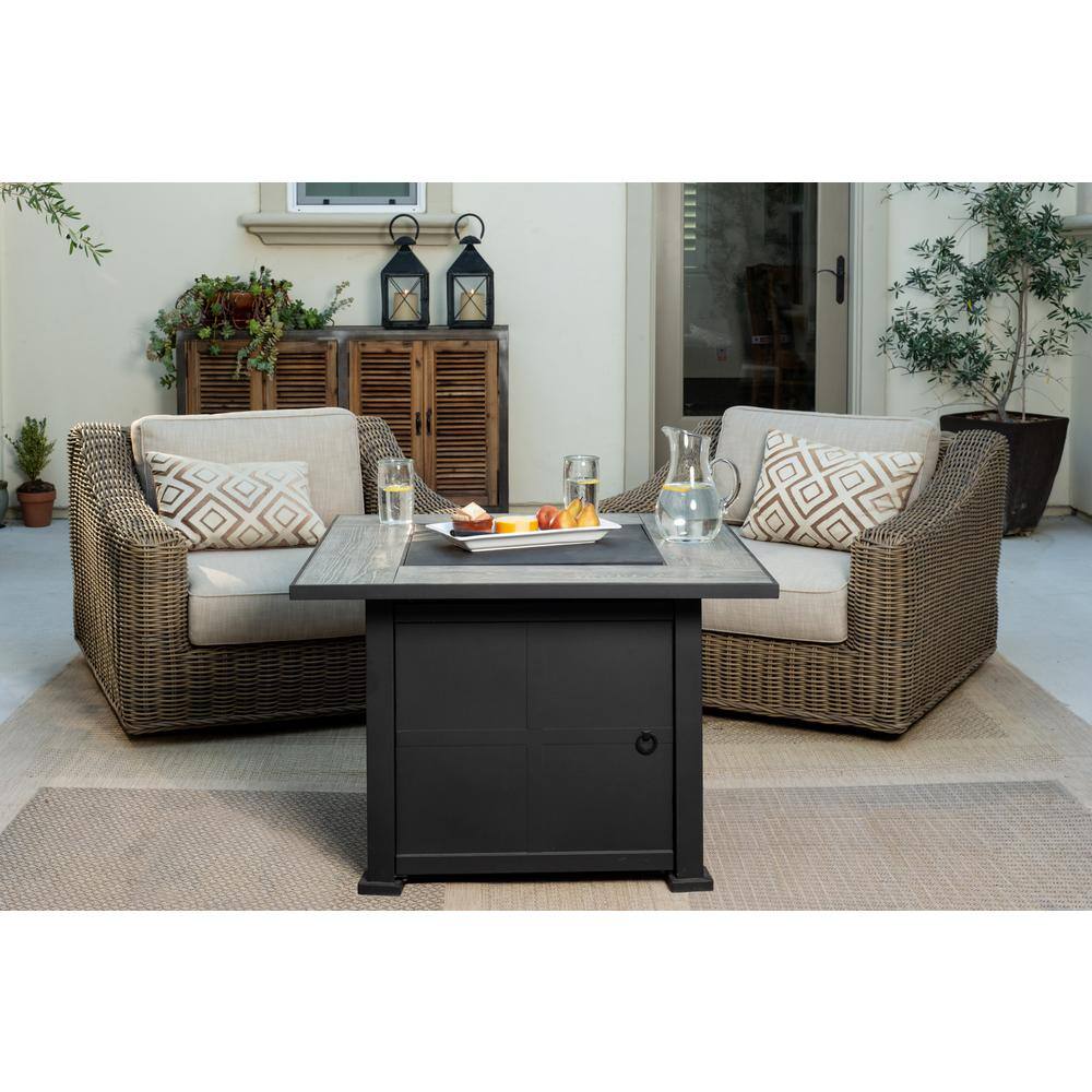 Bond Ashland Steel 35 in. Square Gas Fire Table in Gray and Black
