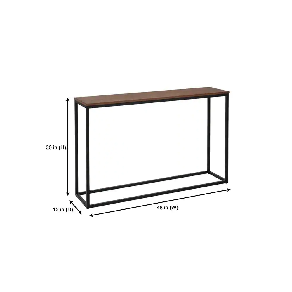 StyleWell Donnelly Black Console Table with Haze Wood Top (48 in. W)