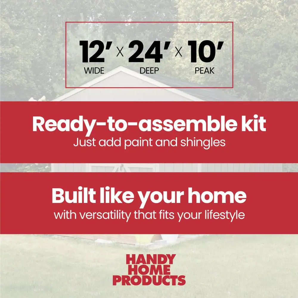 Handy Home Products Do-it Yourself Astoria 12 ft. x 24 ft. Outdoor Wood Storage Shed with Smartside and Floor system Included (288 sq. ft.)