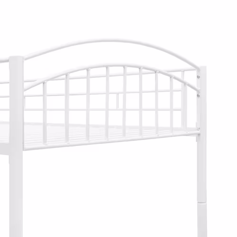 Harper & Bright Designs White Twin over Twin Metal Bunk Bed with Ladder, Divided into 2-Separate Beds