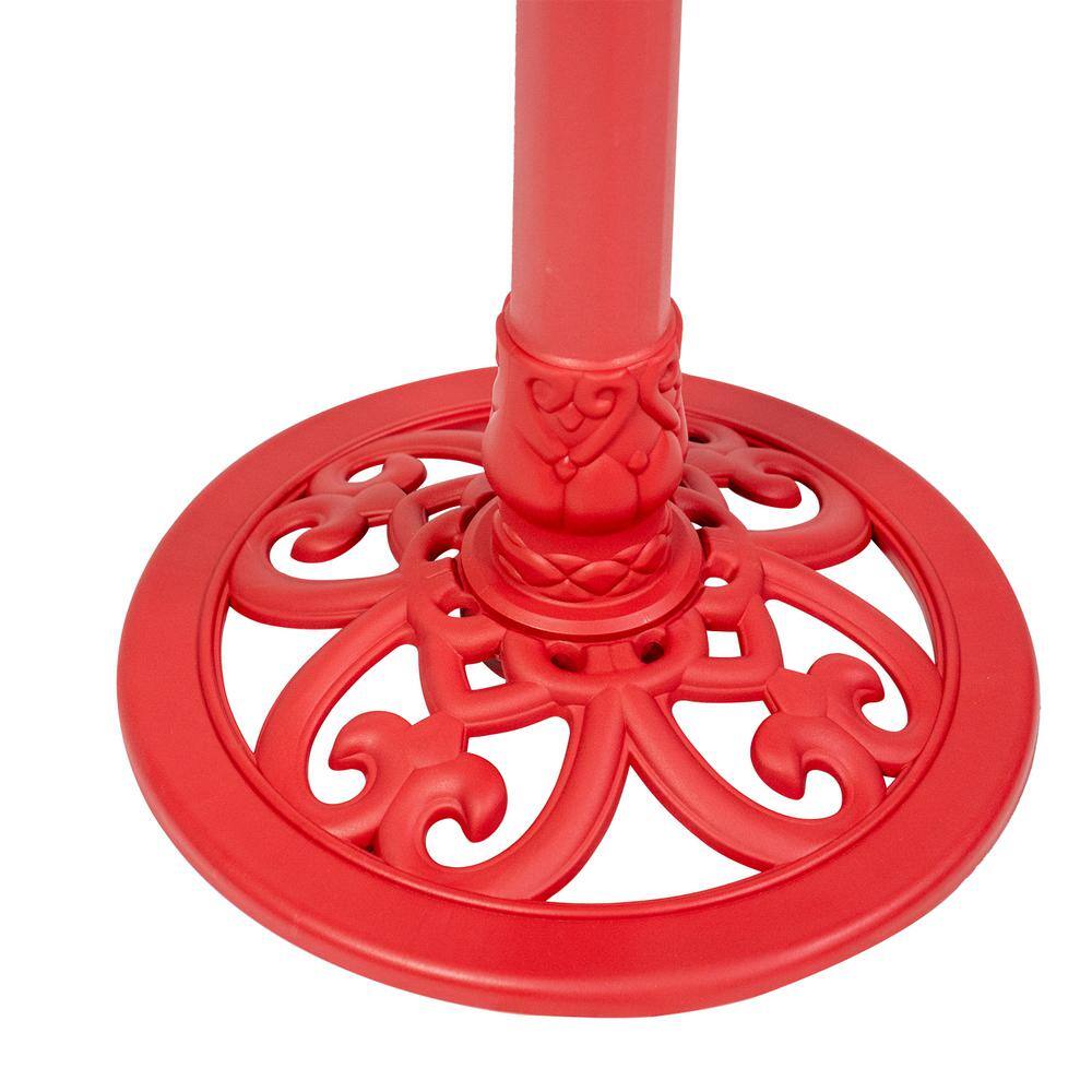 SunRay Beacon Point Solar Lighted Bird Bath in Red
