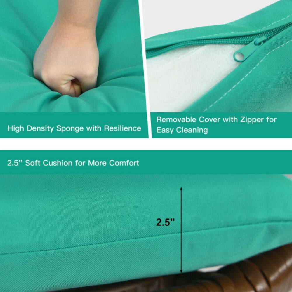 Alpulon 3-Piece Wicker Outdoor Bistro Bistro Set with Turquoise Cushion and Glass Table