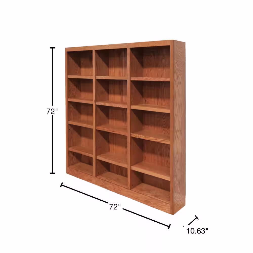 Concepts In Wood 72 in. Dry Oak Wood 15-shelf Standard Bookcase with Adjustable Shelves