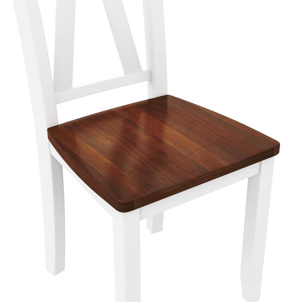 Harper & Bright Designs Farmhouse 6-piece Walnut and White Rectangle MDF Top Dining Table Set Seats 6