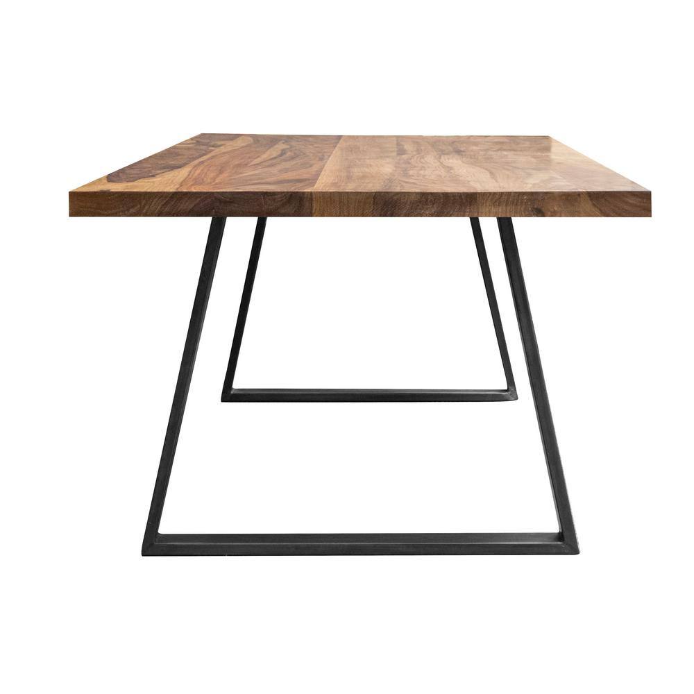 AmeriHome Sheesham 63 in. Rectangle, Rosewood Wood Top with Black Metal Frame Dining Table, Seats 6