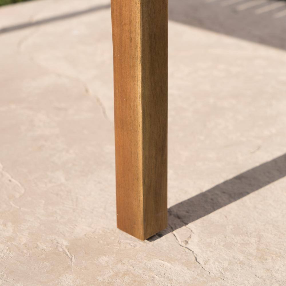 Noble House Temecula Brown Patina 4-Piece Wood Patio Conversation Set with Cream Cushions