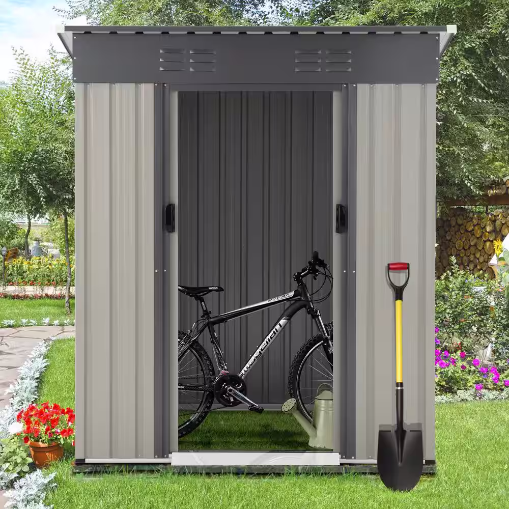 AECOJOY 5 ft. W x 3 ft. D Metal Shed with Design of Lockable Doors (15 sq.ft.)