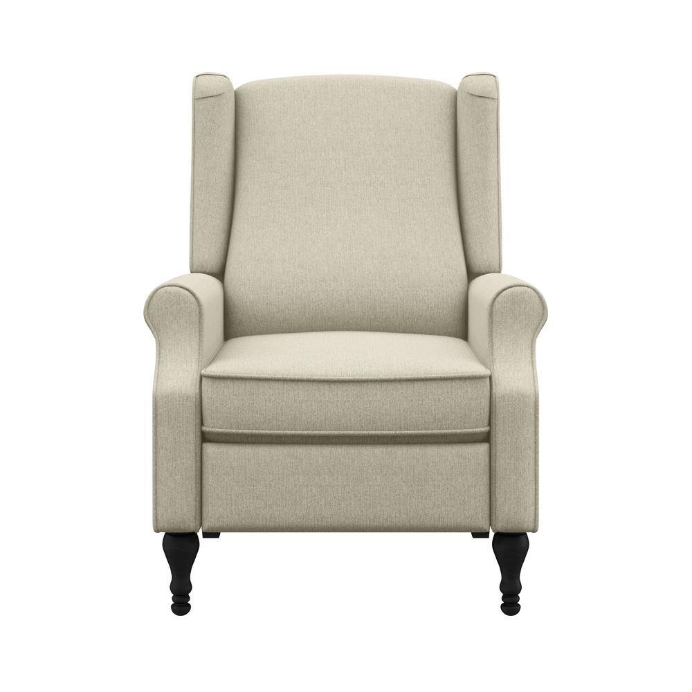 StyleWell Reedbury Biscuit Beige Upholstered Wingback Pushback Recliner