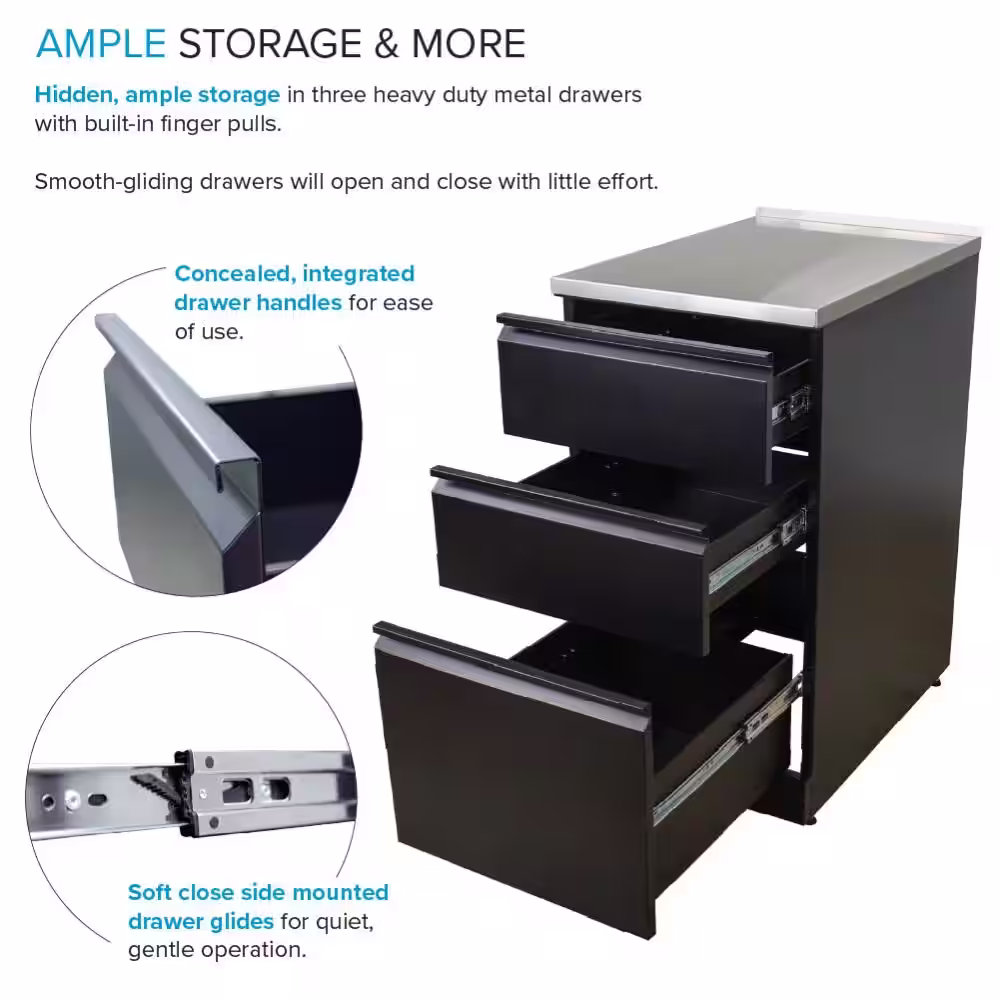 Transolid 15.4 in. W x 34.9 in. H x 22.4 in. D 20-Gauge Metal Freestanding Cabinet in Black