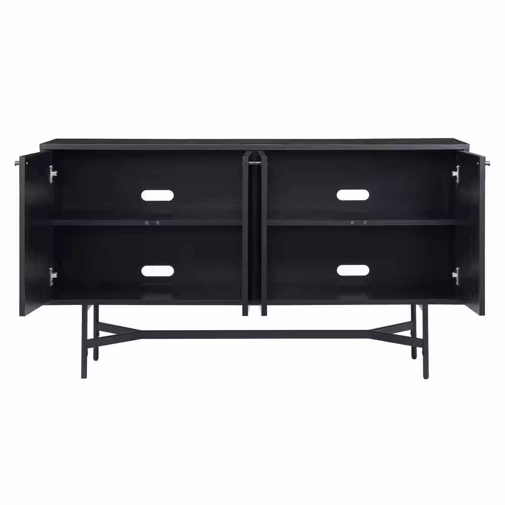 None Richmond Black Grain MDF 58 in. Buffet Table