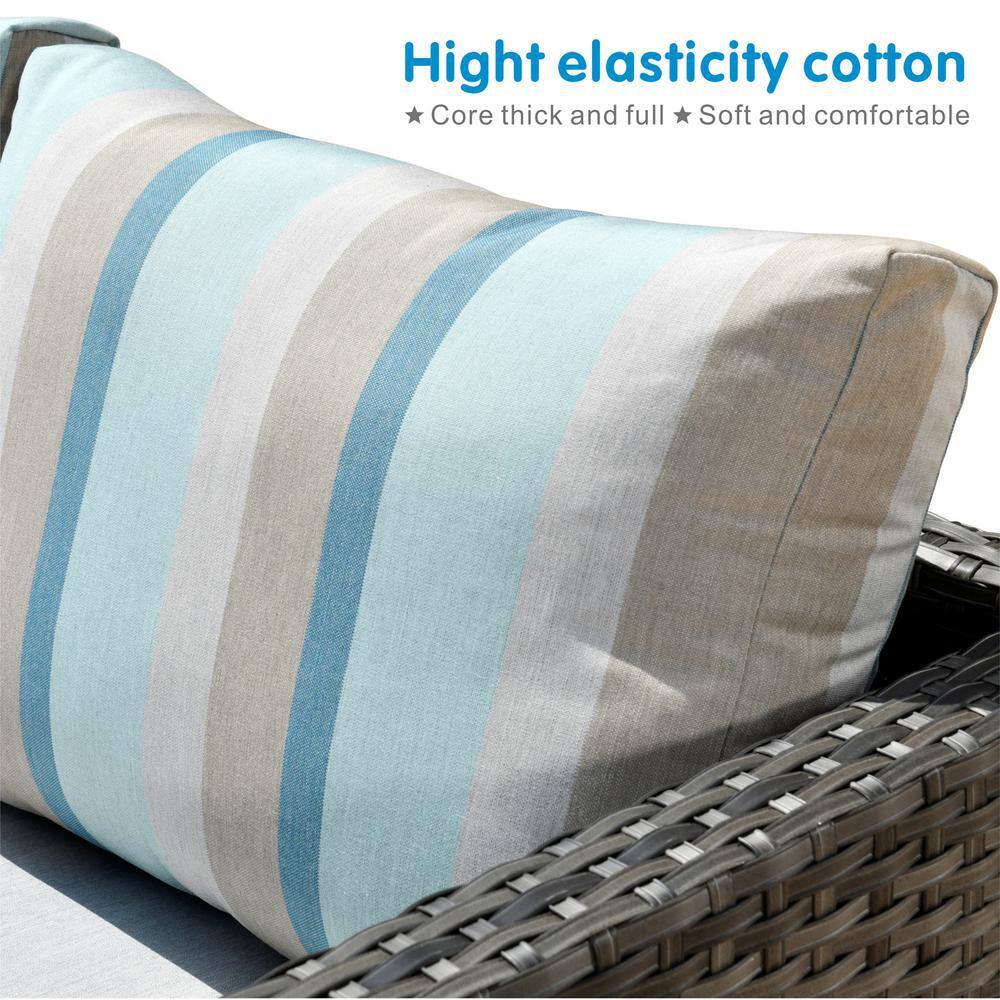 HOOOWOOO Lake Caddo Gray 9-Piece No Assembly Wicker Patio Conversation Sofa Set with a Coffee Table and Sunbrella Cushions