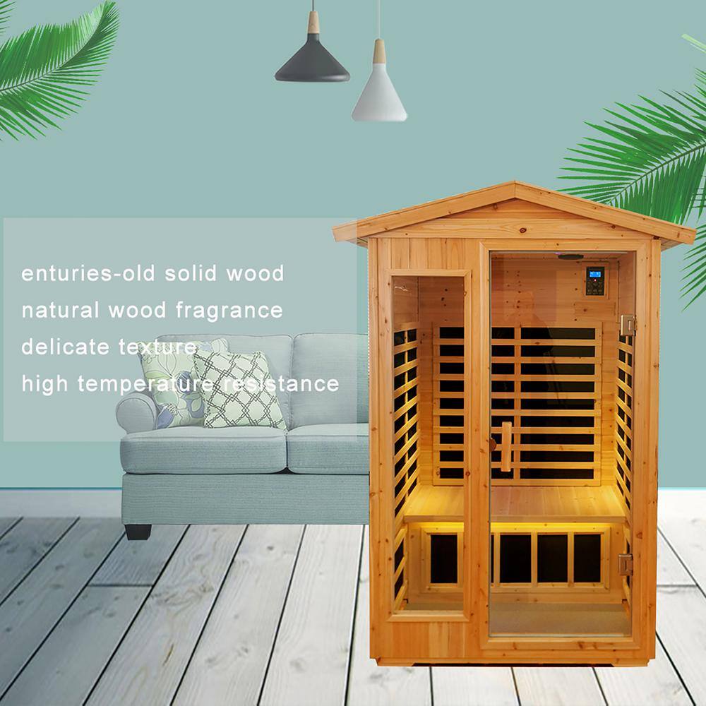 Whatseaso 57.87 in. L Two persons Canadian Premium Hemlock Wood Far Infrared Sauna Room 50HZ /120V