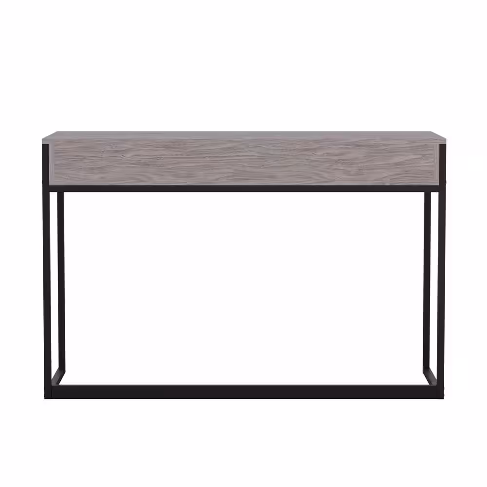 None 47 in. Rectangle Gray/Oil Rubbed Bronze Engineered Wood 3-Drawers Computer Desk