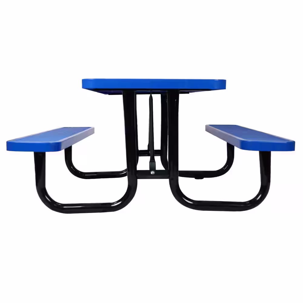 Tatayosi 82.9 in.L x 82.9 in.W x 28.9 in.H Square Outdoor Steel Picnic Table 46 in. Blue with Umbrella Handle