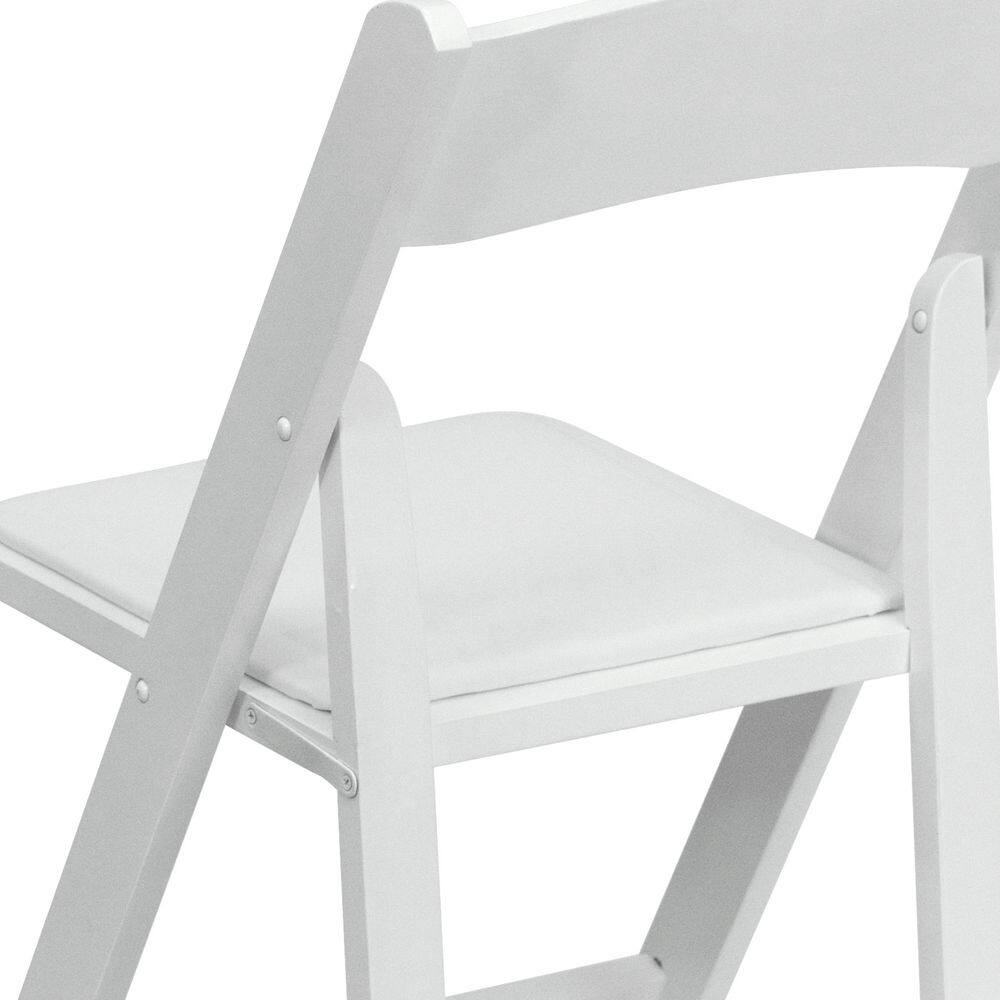 Flash Furniture Hercules Series White Wood Folding Chair with Vinyl Padded Seat