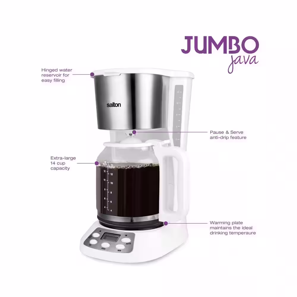 Salton Jumbo Java 14 Cup White Coffee Maker