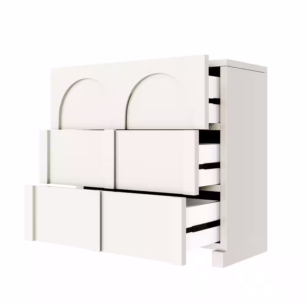 Harper & Bright Designs Half Gloss White Modern Arch Design 3 Drawers 27.6 in. Chest of Drawers