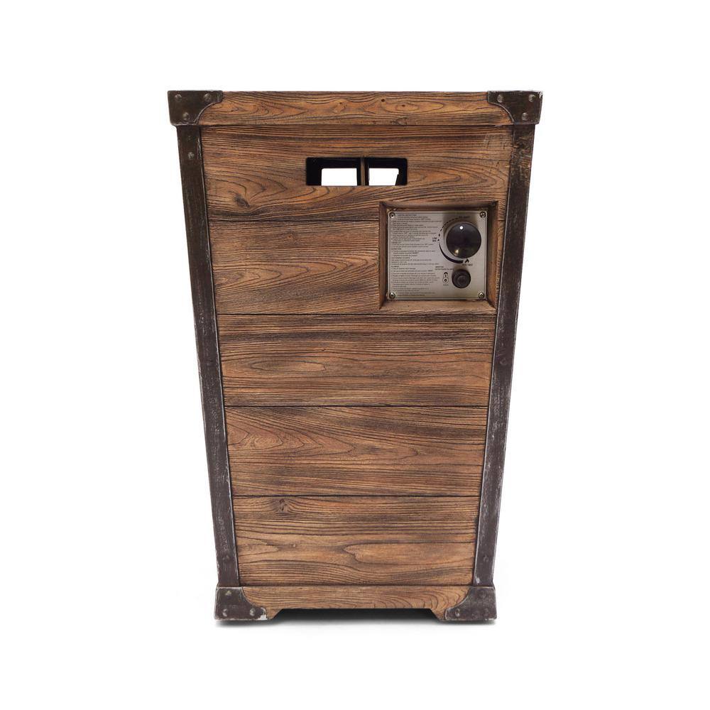 Noble House Calliope 19.5 in. x 29 in. Square Concrete Propane Fire Pit in Brown