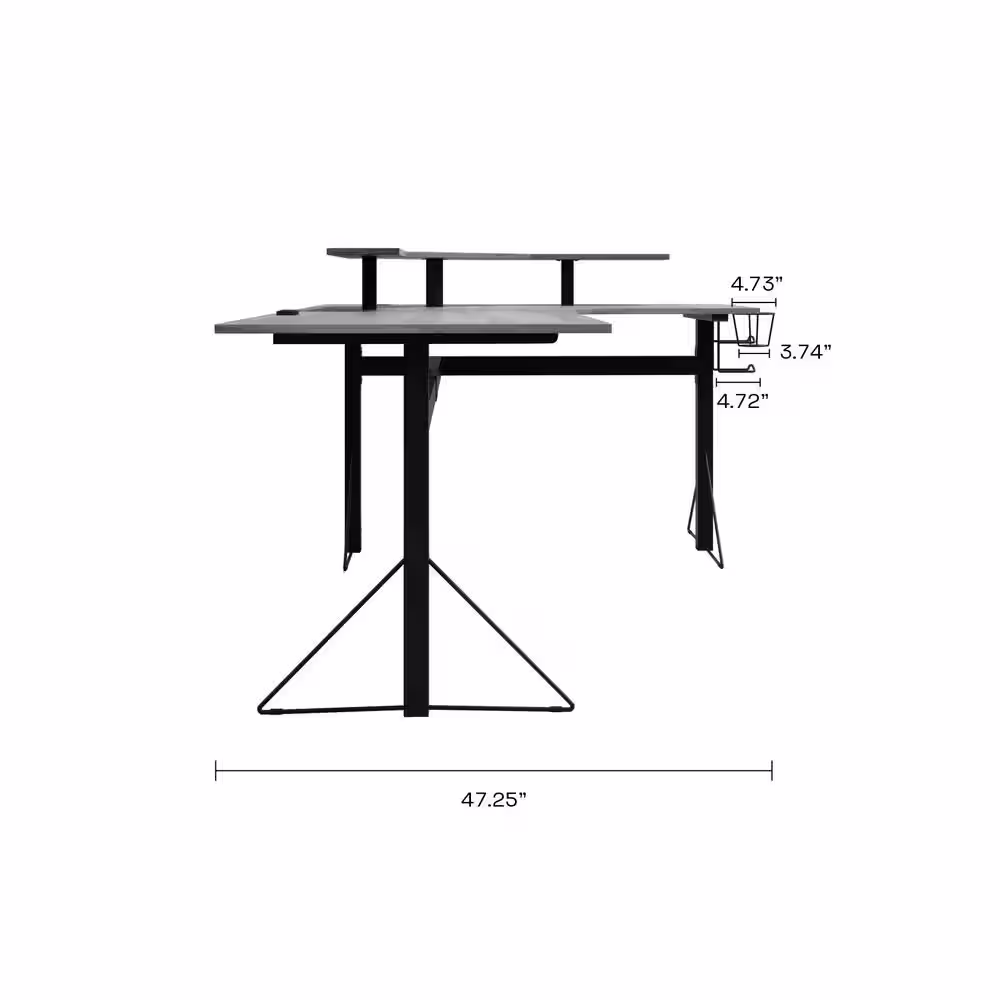 Jamesdar 78 in. L-Shaped Gray/Black Computer Gaming Desk with Shelf