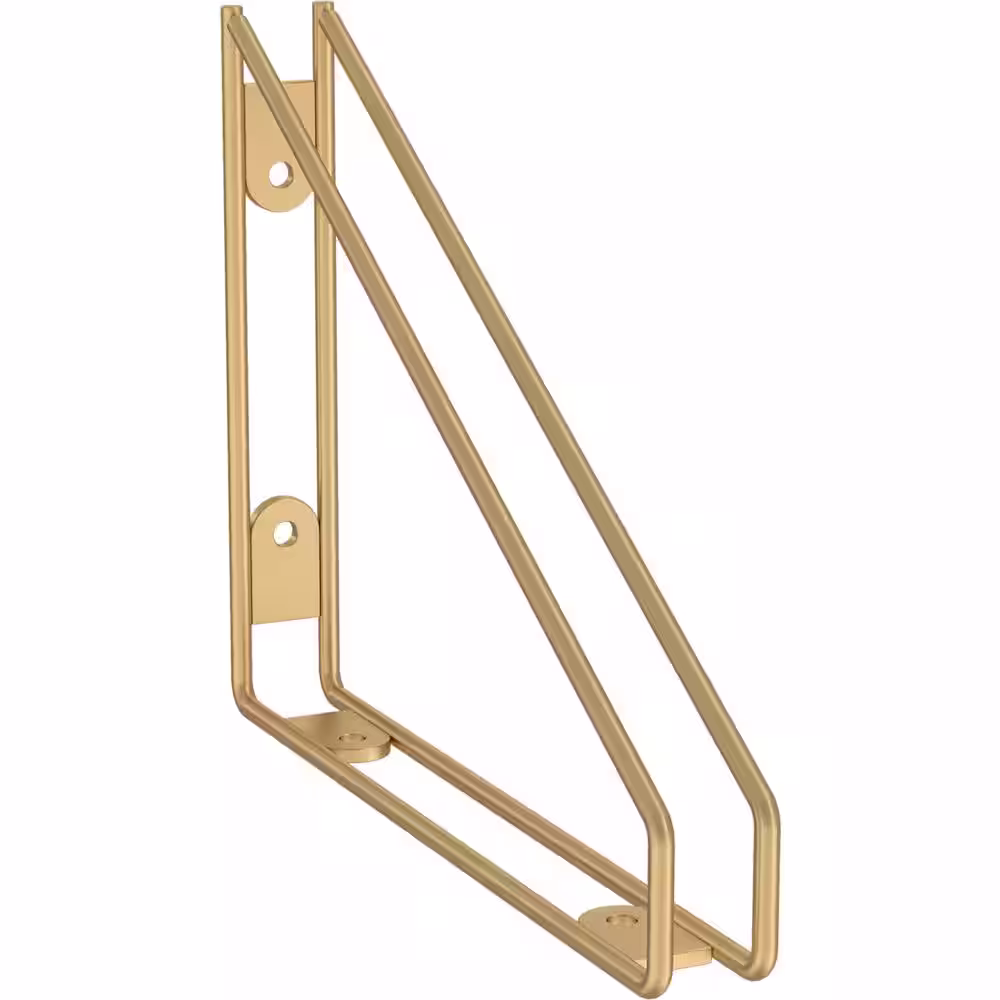 Liberty 6.6 in. x 8.6 in. Wireframe Satin Gold Shelf Bracket 2-Pack