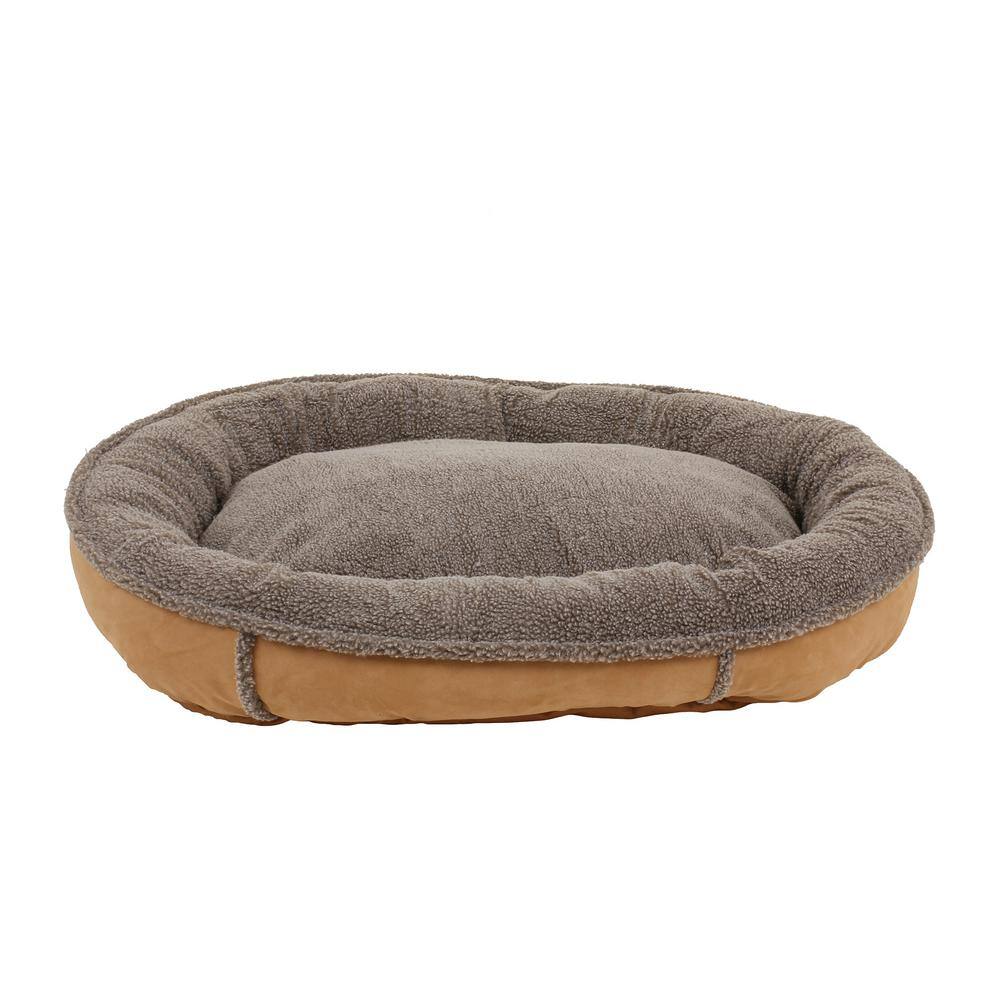 None Large Tan Faux Suede and Tipped Berber Round Comfy Cup