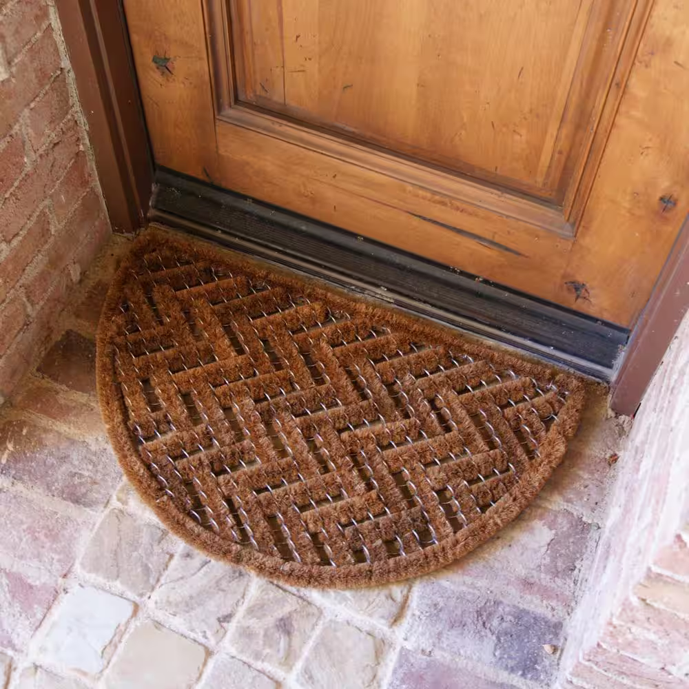 Rubber-Cal Caspian Sea 18 in. x 30 in. Outdoor Half Round Scraper Door Mat