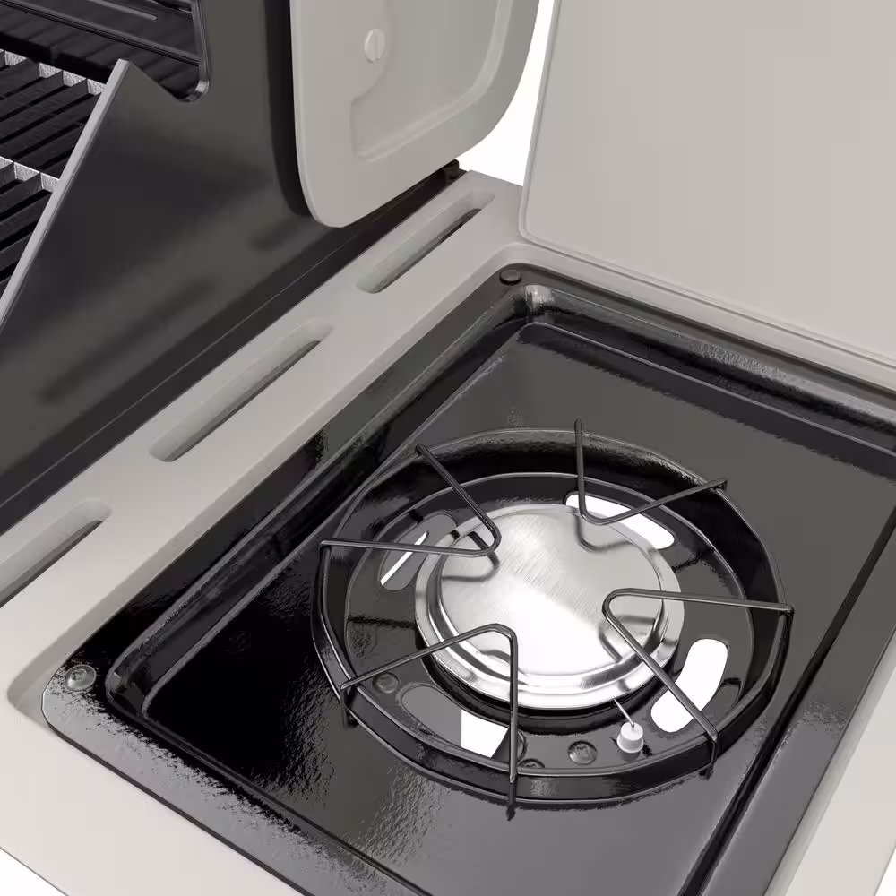 None 4-Burner Stainless Steel Propane Gas Grill in Black and Silver with Side Burner