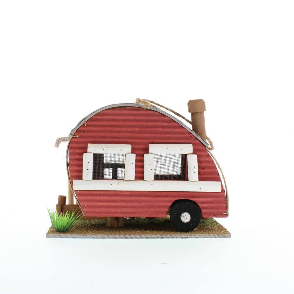 Zingz & Thingz 8.25 in. x 6.125 in. x 6.75 in. Red Trailer Birdhouse