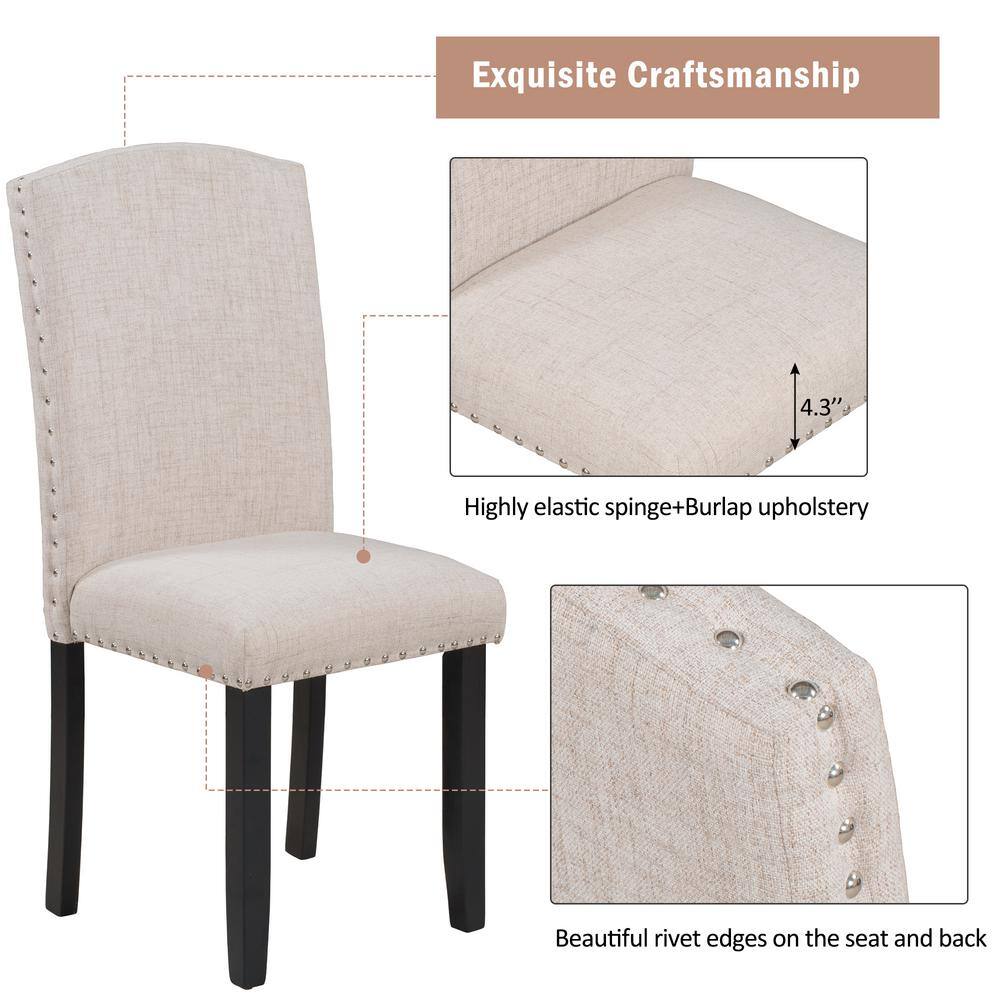 Harper & Bright Designs Modern Style 6-Piece White Marbled Top Dining Set with V-Shaped Table Legs