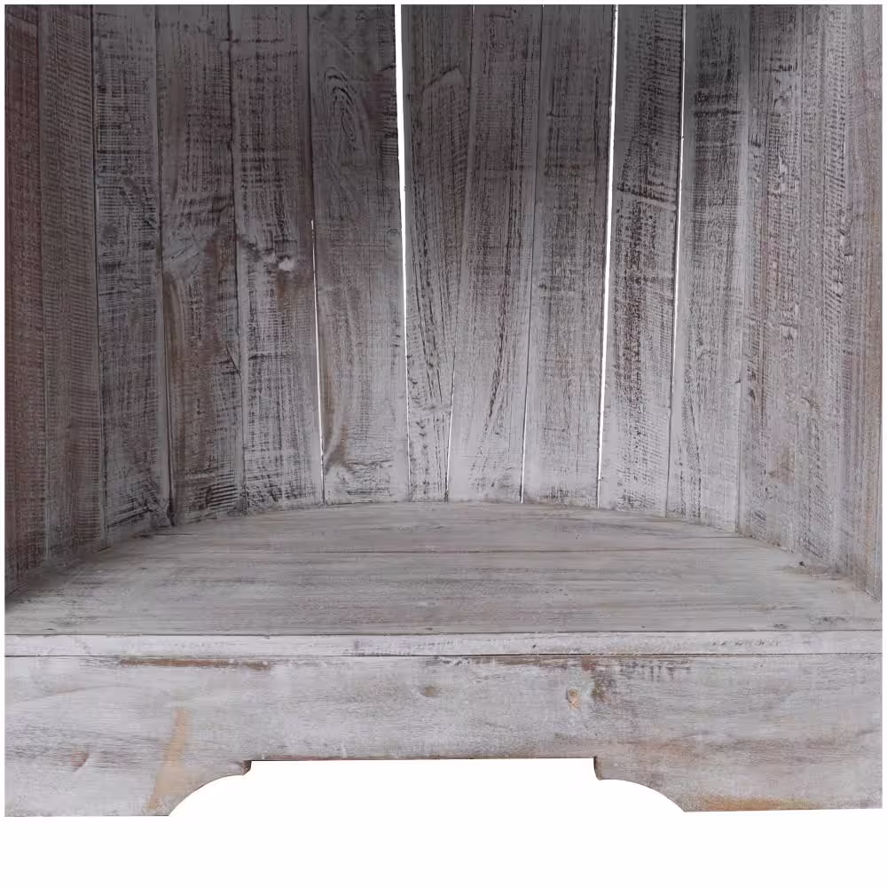 Litton Lane 6 Shelves Wood Stationary White Boat Slatted Wood Shelving Unit (Set of 3)