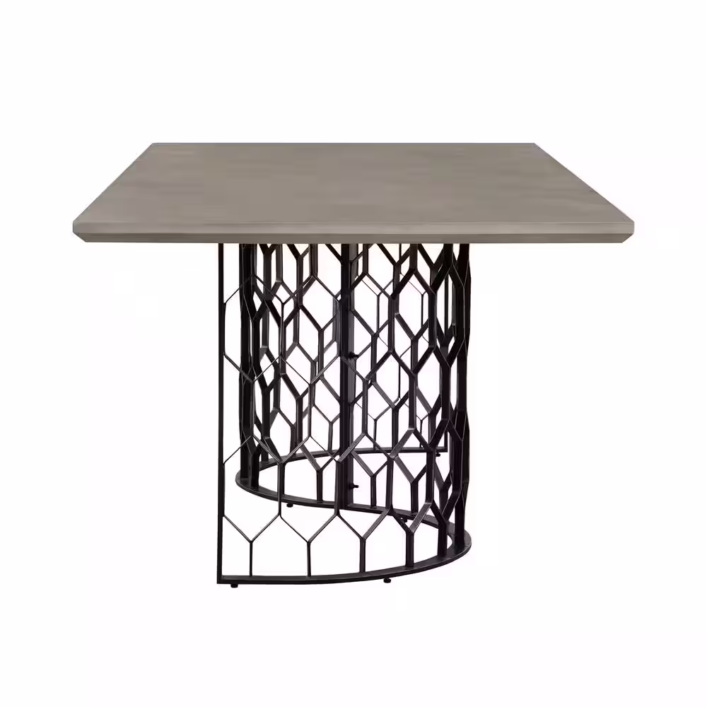 Armen Living Solange 87 in. W Rectangular Black Concrete Top and Metal Dining Table (Seats Up to 8)
