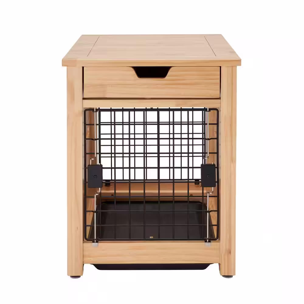 TRINITY 18 in. Pet Crate End Table w/Drawer - Natural