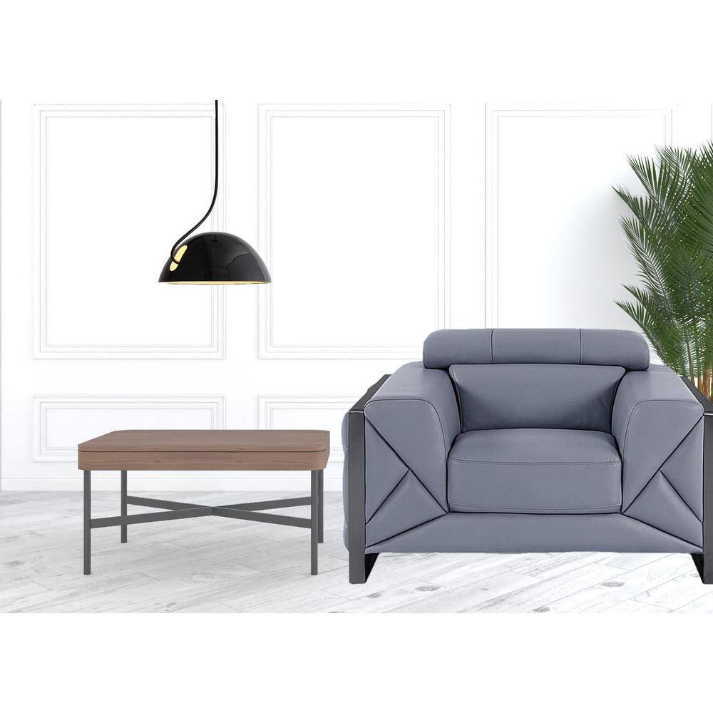 HomeRoots Charlie Blue Leather Arm Chair