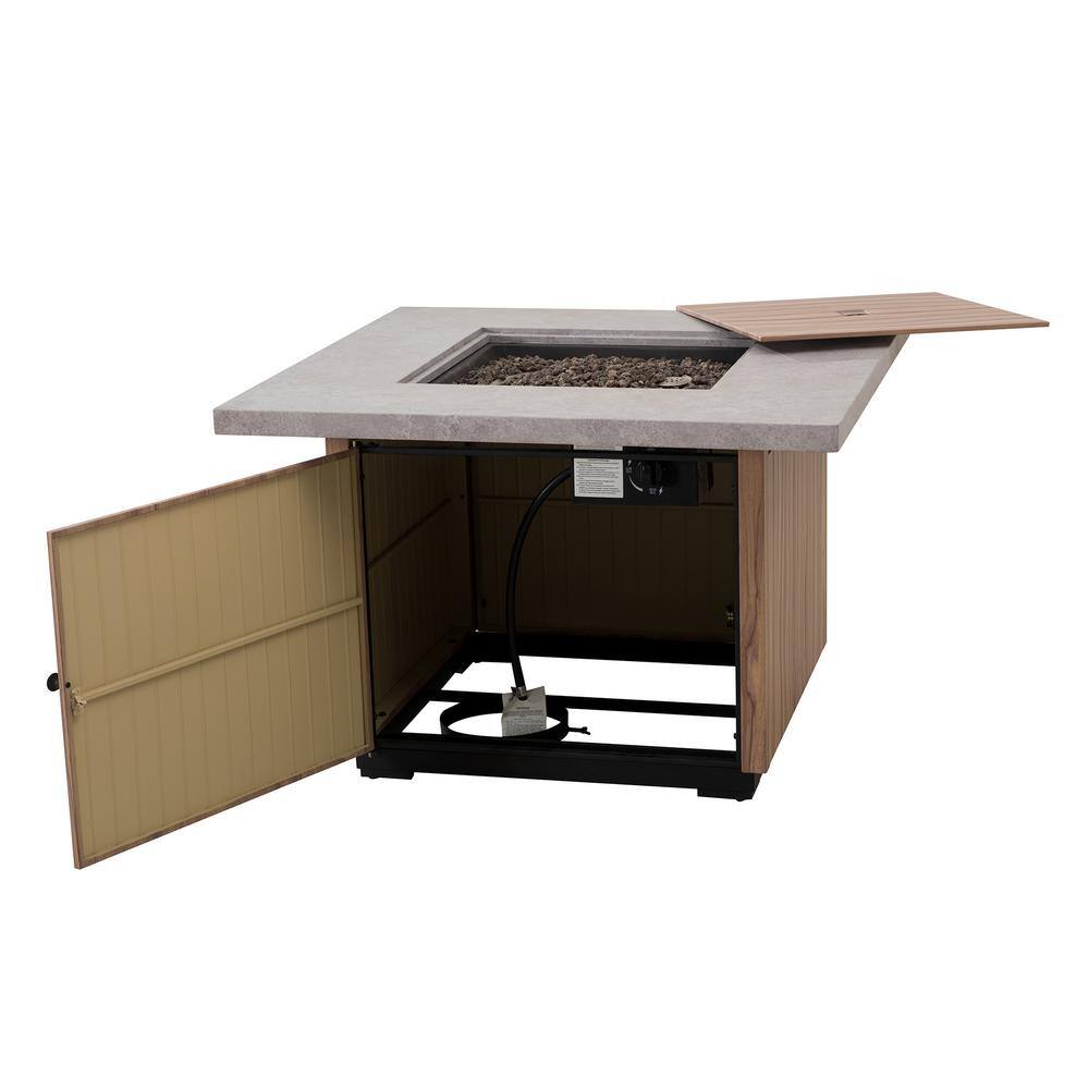 AMBERCOVE Roberts 38 in. W x 25.59 in. H Square LP Fire Pit Table