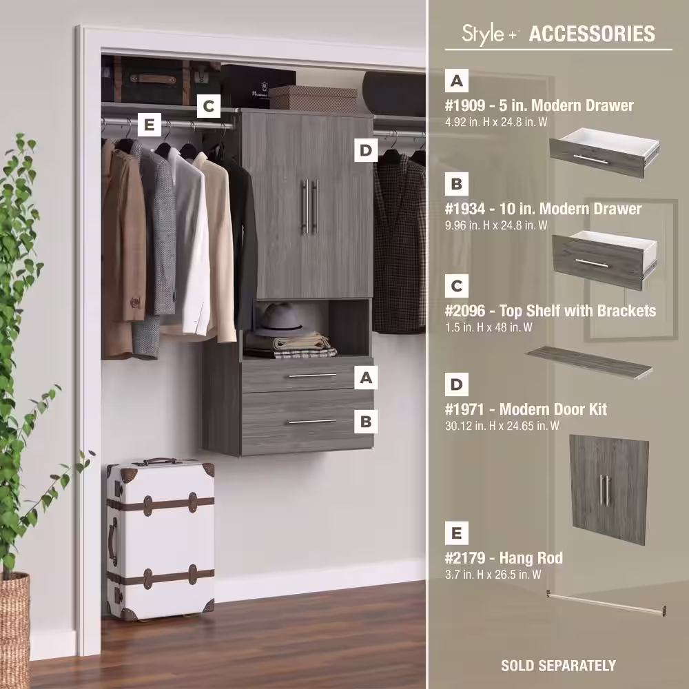 ClosetMaid Style+ 25 in. W Coastal Teak Hanging Wood Closet Tower