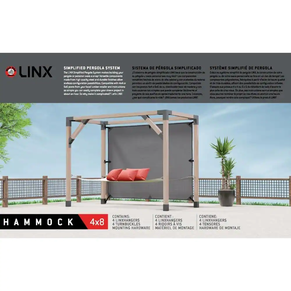 None Linx 4 ft. x 8 ft. White Dacron Fabric Universal Hammock Kit Pergola for Wood Posts
