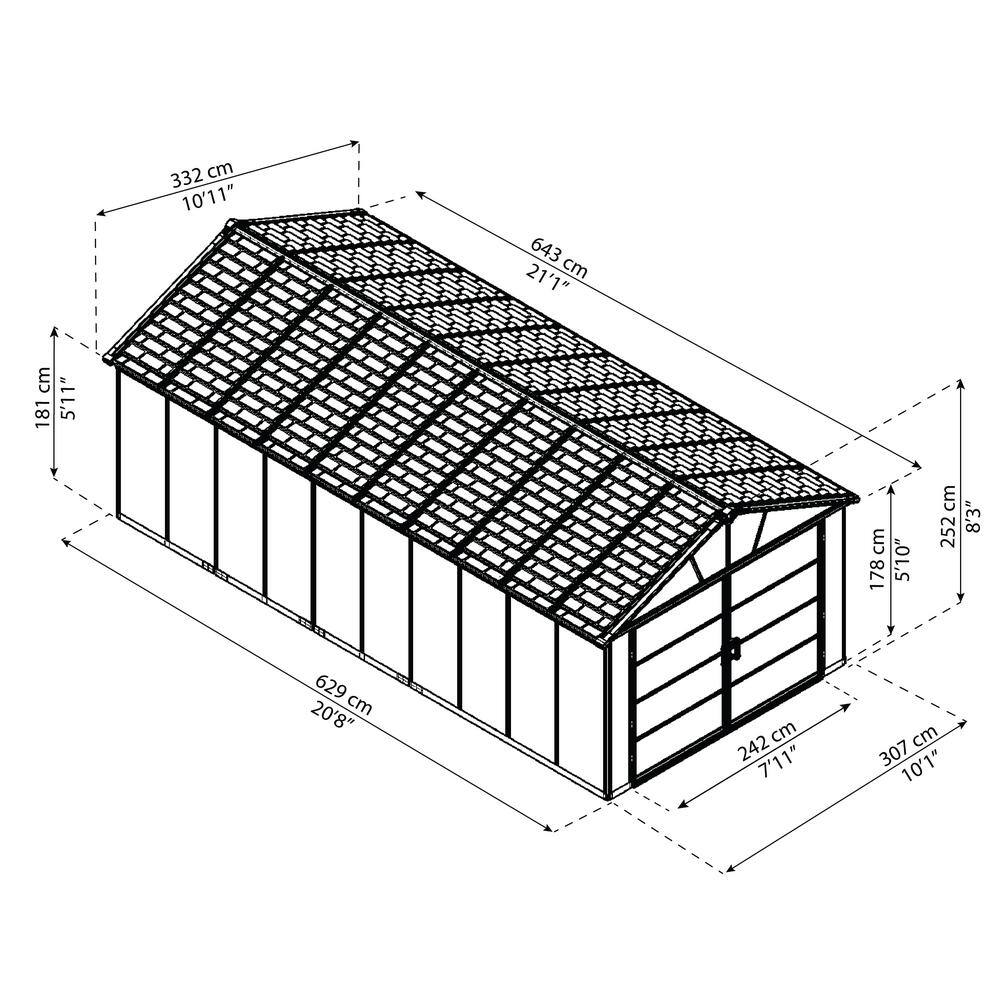 CANOPIA by PALRAM Yukon 11 ft. x 21 ft. Dark Gray Garage Shed