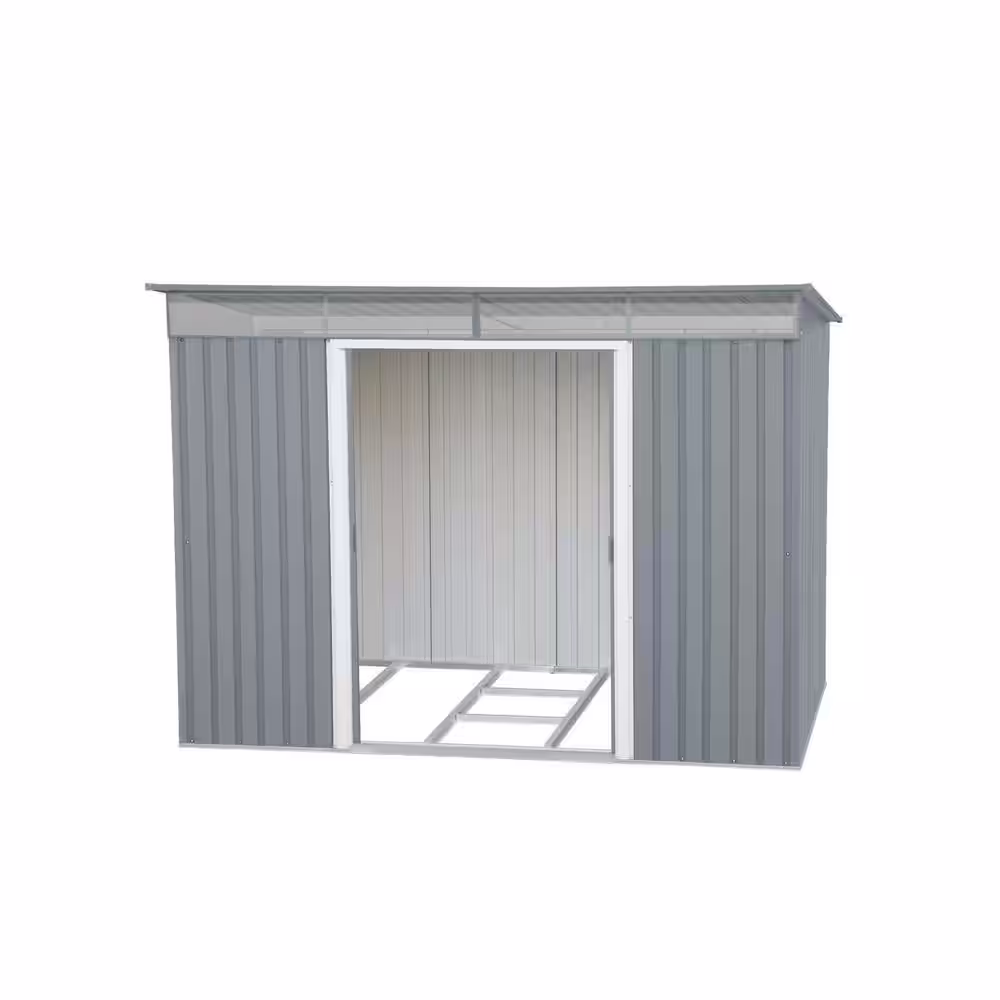 DURAMAX Pent Roof 8 ft. W x 6 ft. D Metal Lean to Shed with Skylight Light Gray 48 sq. ft.