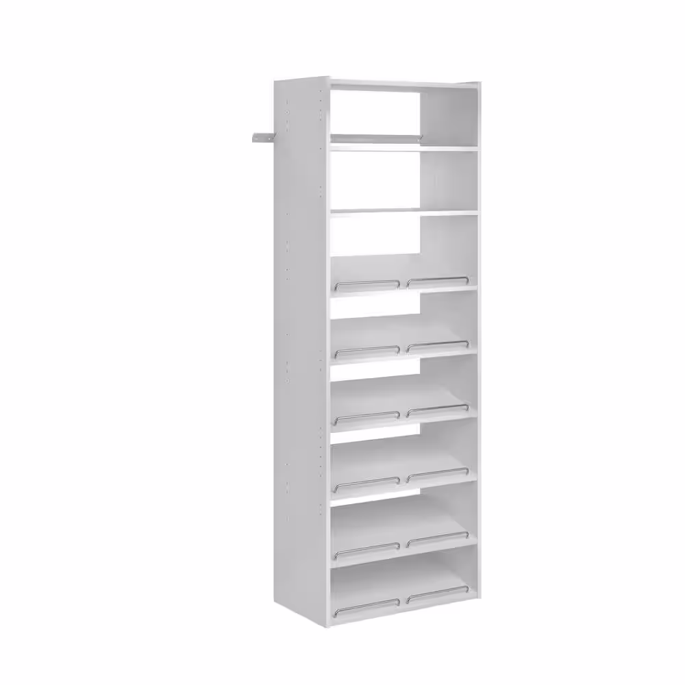 Closet Evolution Essential Shoe 25 in. W Classic White Wood Closet Tower