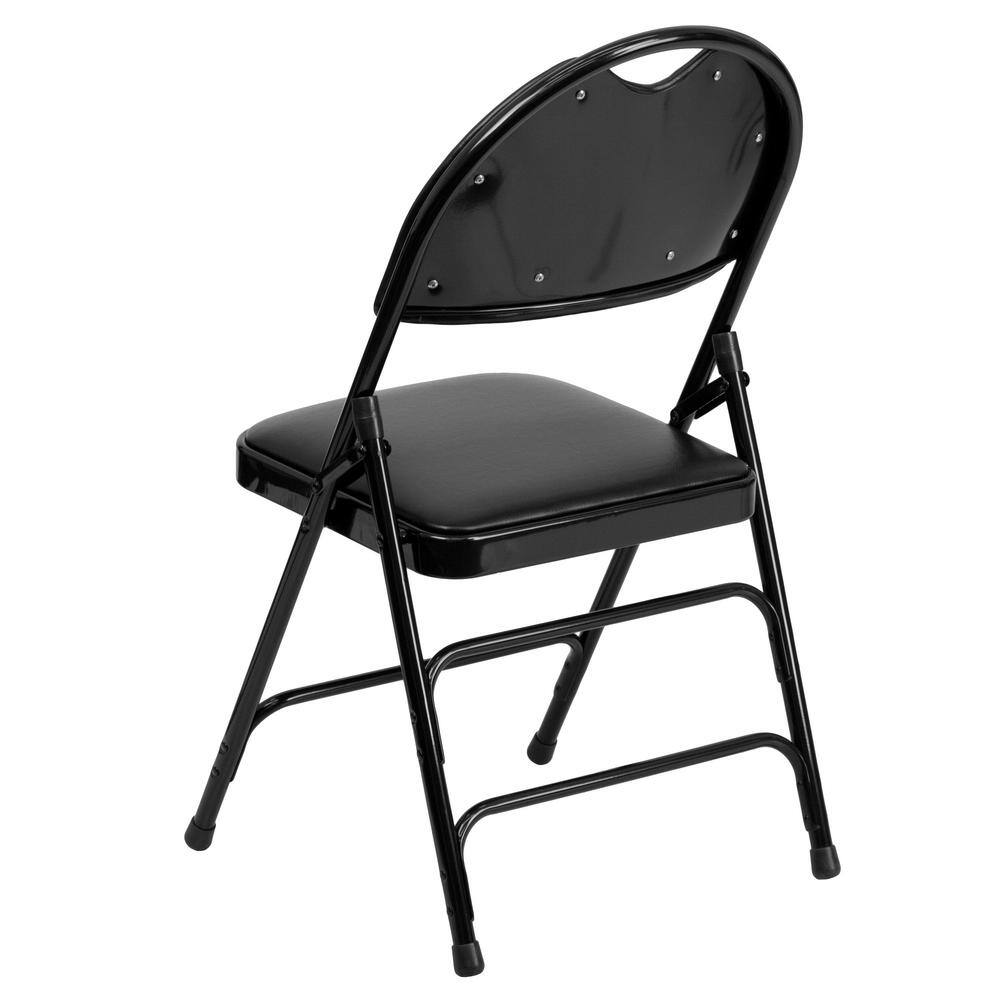 Flash Furniture Hercules Series Extra Large Ultra-Premium Triple Braced Black Vinyl Metal Folding Chair with Easy-Carry Handle