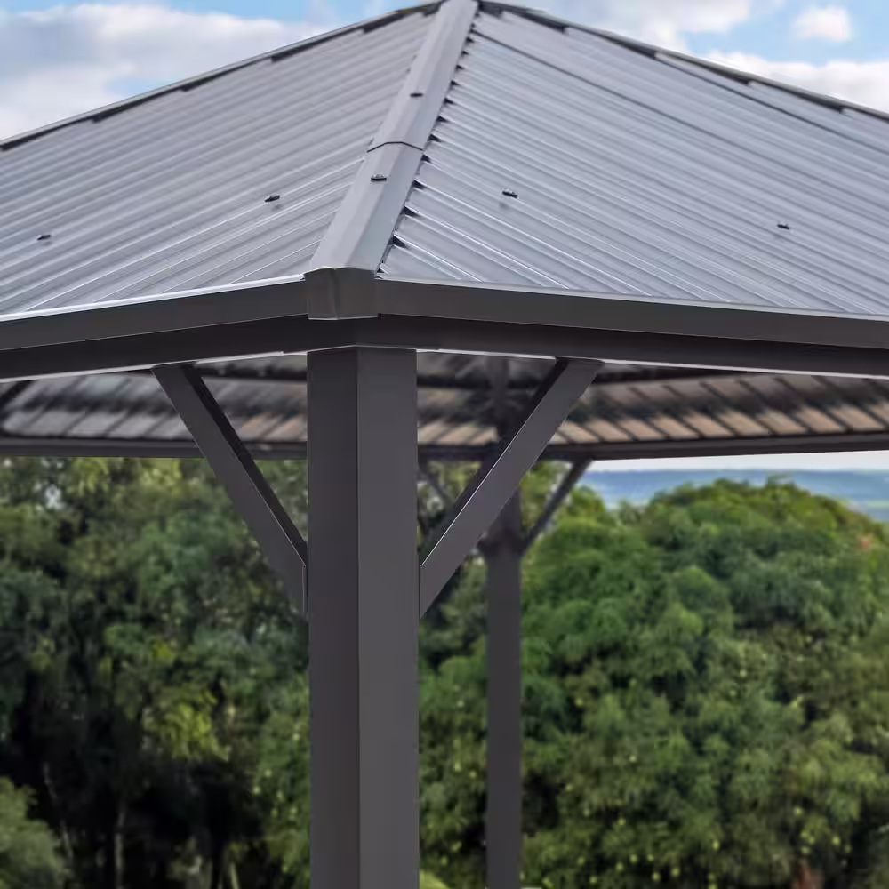 LAUREL CANYON 10 ft. x 10 ft. Galvanized Steel Hardtop Gazebo with Mosquito Netting