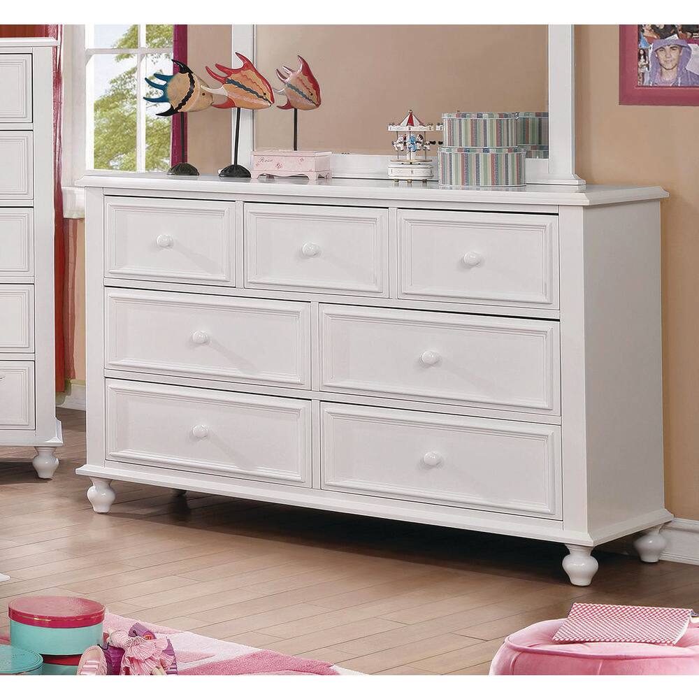 Furniture of America Edison 7-Drawer White Dresser (34 in. H x 53 in. W x 17 in. D)
