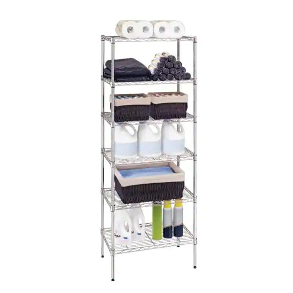 HDX 6-Tier Steel Wire Shelving Unit in Chrome (24 in. W x 60 in. H x 14 in. D)