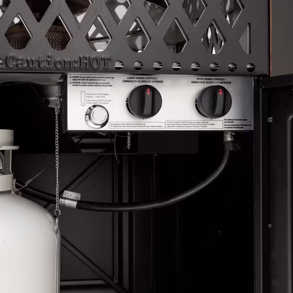 Endless Summer The DualHeat 37.8 in. x 30.7 in. Square Steel and Concrete Resin LP Gas Fire Pit with Hand Painted Wood Grain Mantel