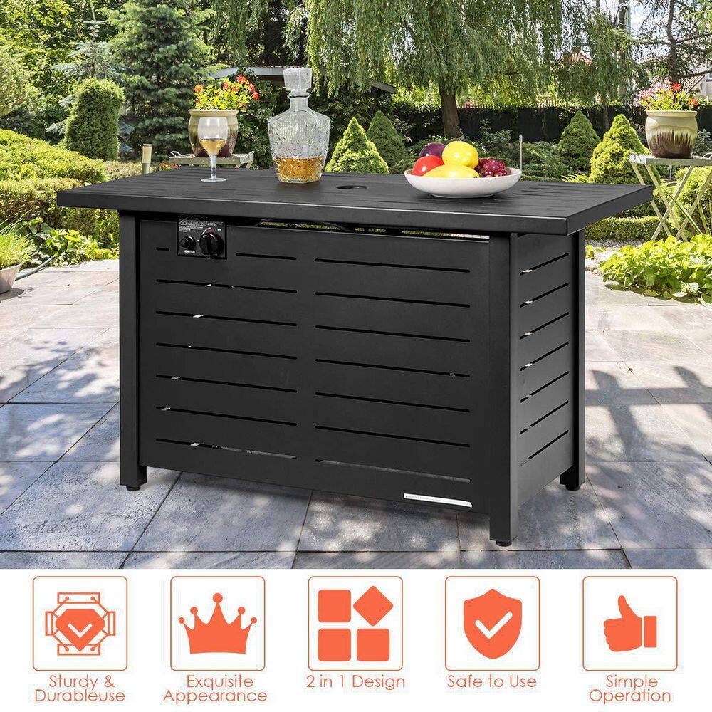 Alpulon 42 in. 60,000BTU Fire Pit Propane Gas Fire Pit Table Rectangular Tabletop