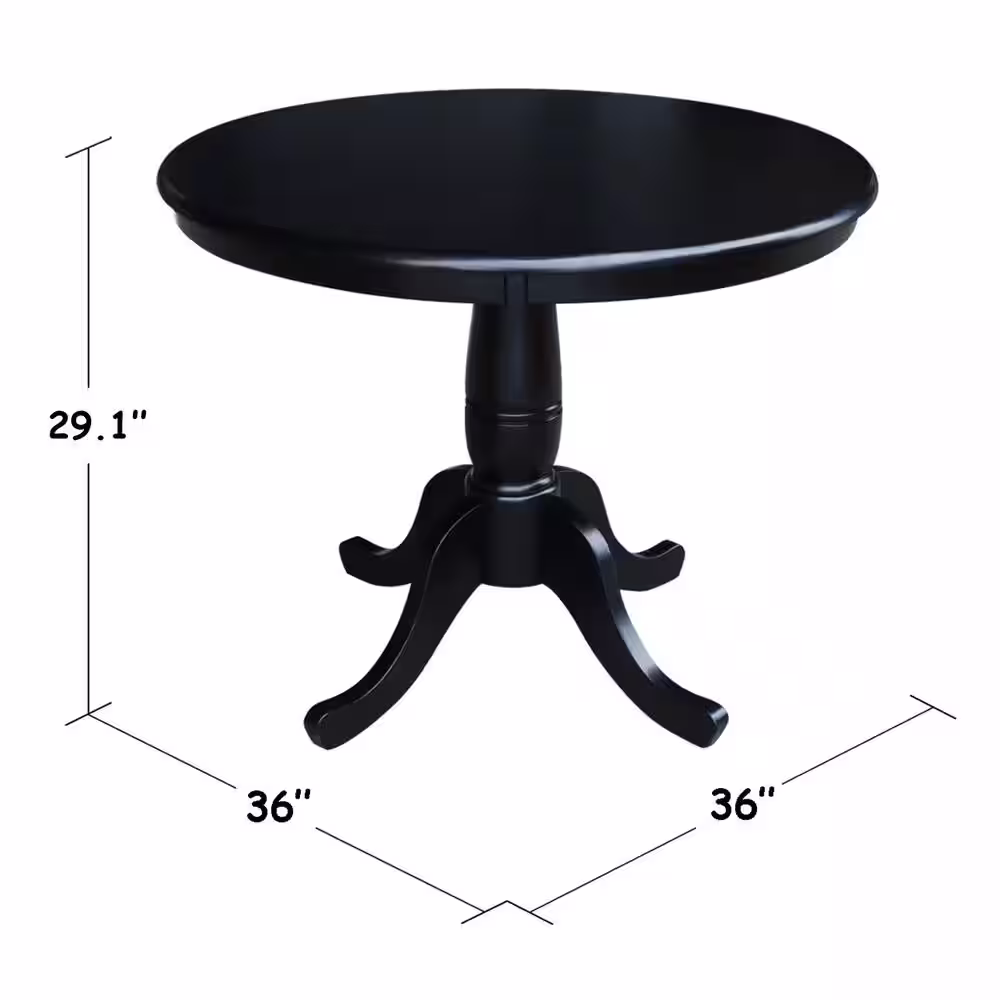 International Concepts Black 36 in. x 36 in. x 48 in. Extension Laurel Pedestal Table