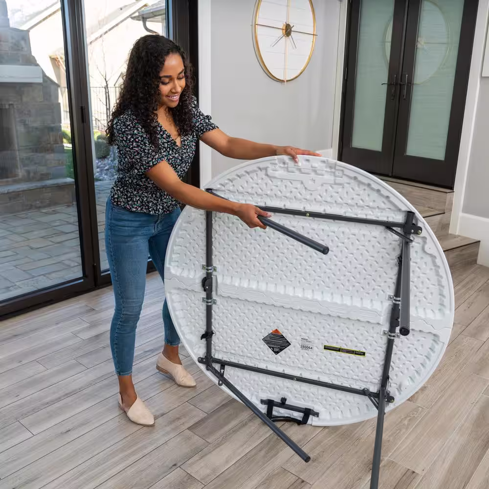 Lifetime 48 in. White Plastic Fold-in-Half Folding Card Table