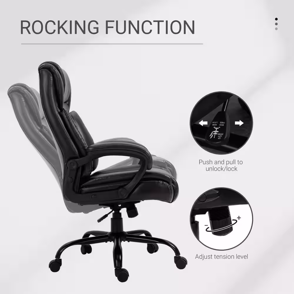 Vinsetto Brown, Big and Tall Executive Office Chair 400 lbs. Computer Desk Chair with High Back PU Leather Ergonomic Upholstery